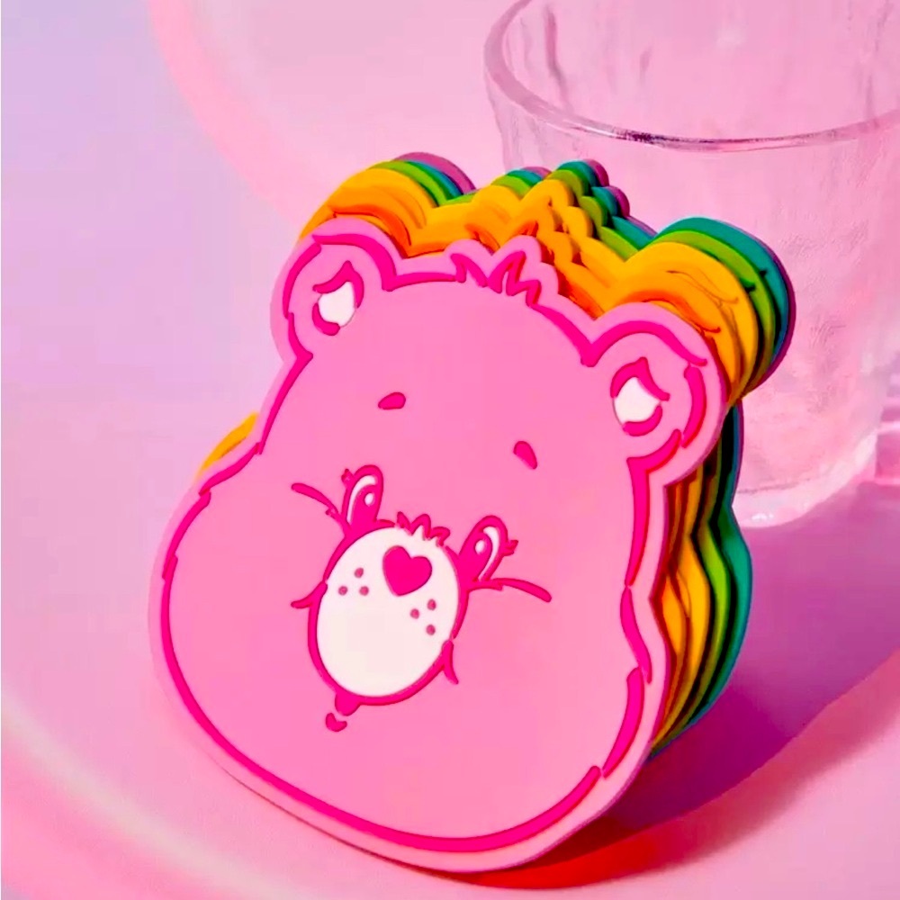 Pink Care Bears Drink Coaster